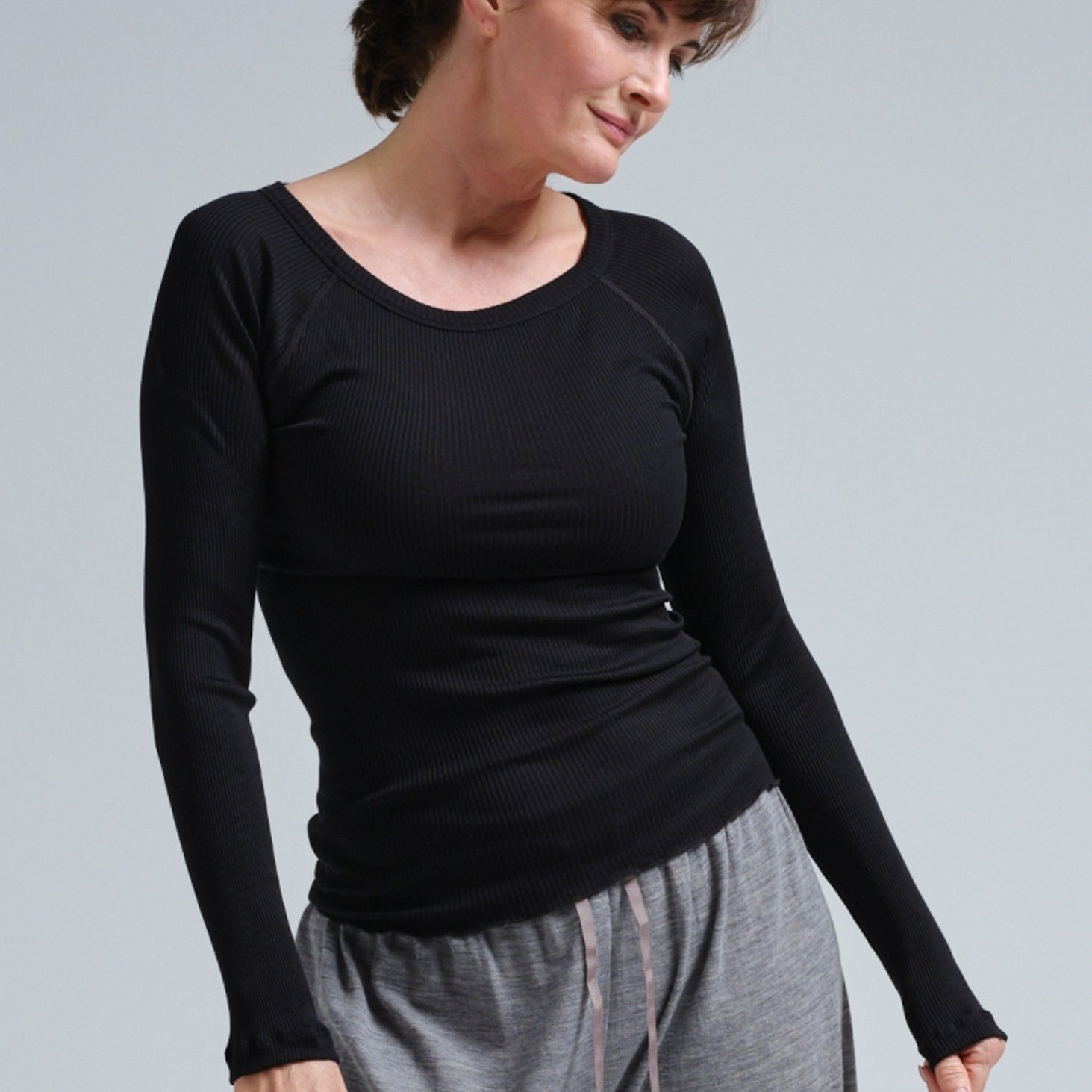Silky Jade Crew Neck Shirt Seamless Basic