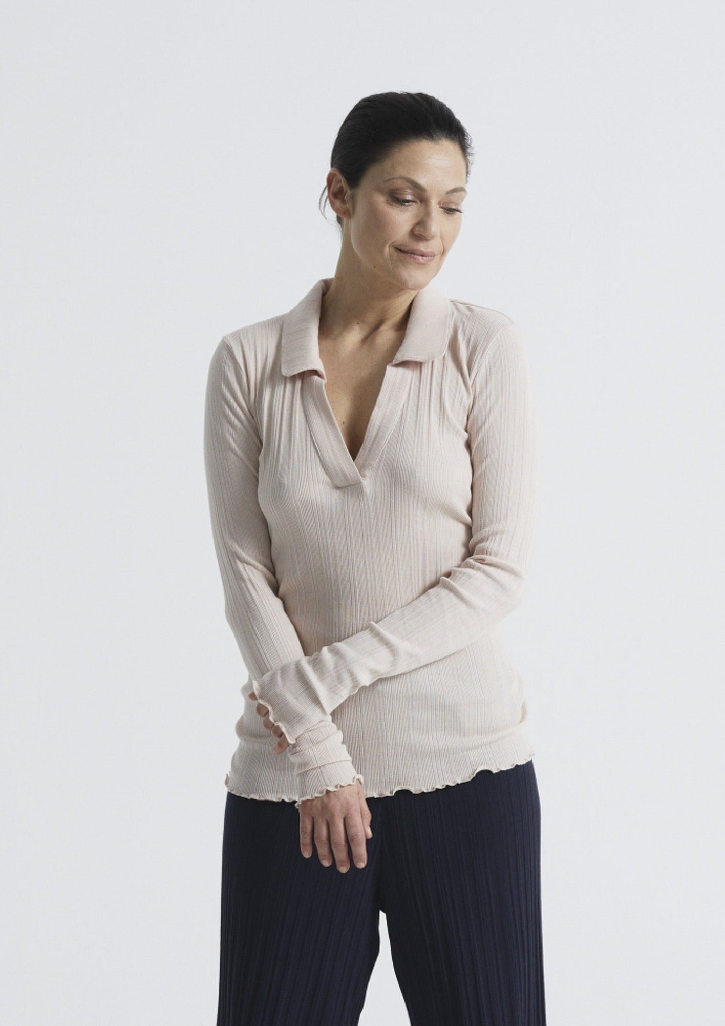 Long Sleeve Mellow Polo Seamless Basic