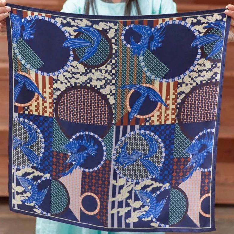 BIRDS SILK SCARF - BIRDS DARK