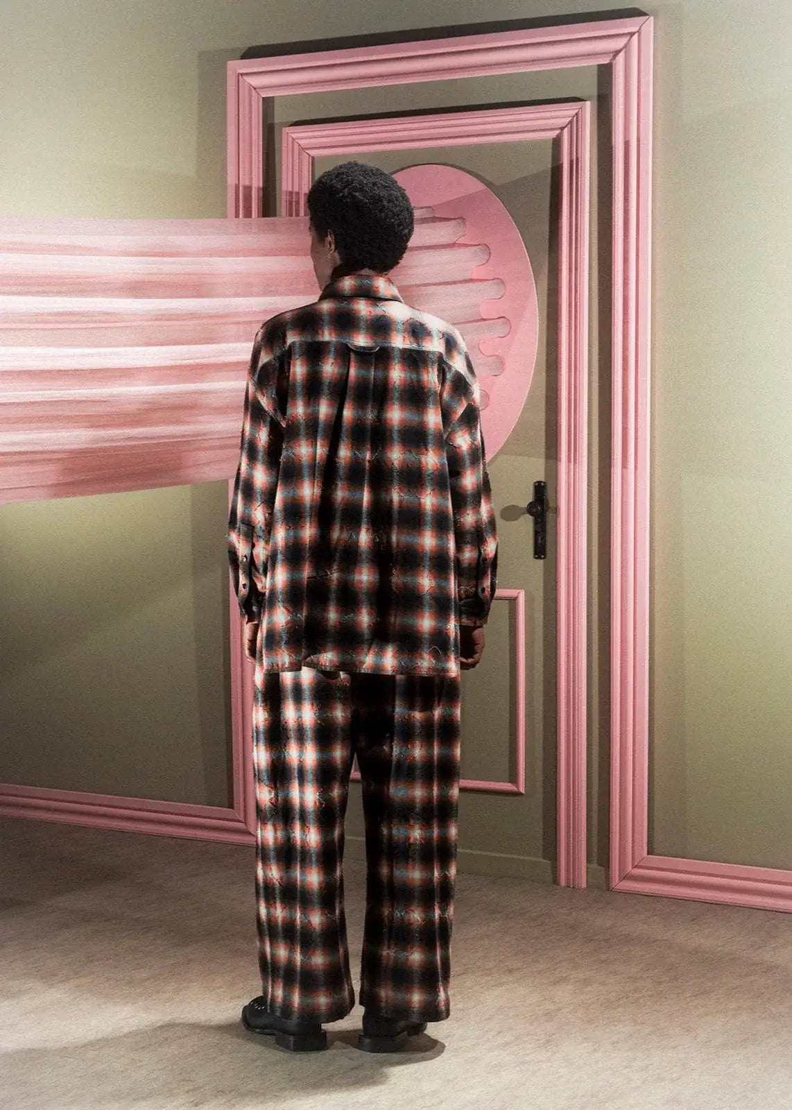 Henrik Vibskov-Big Shirt in Black Red Punch Checks