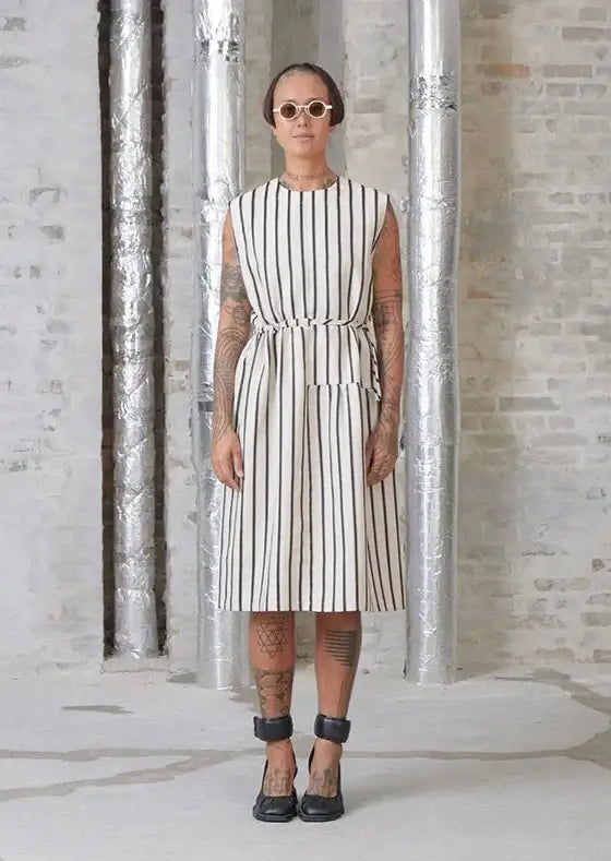 HenrikVibskov-MismatchDress-CremeBlackStripes