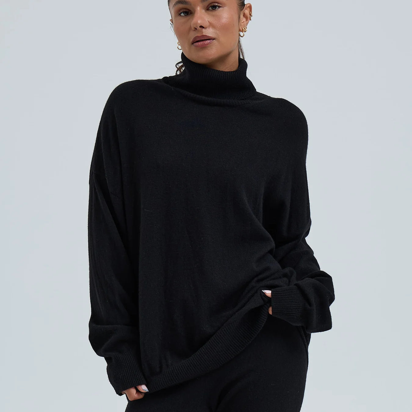Wool Cashmere Roll Neck Jumper