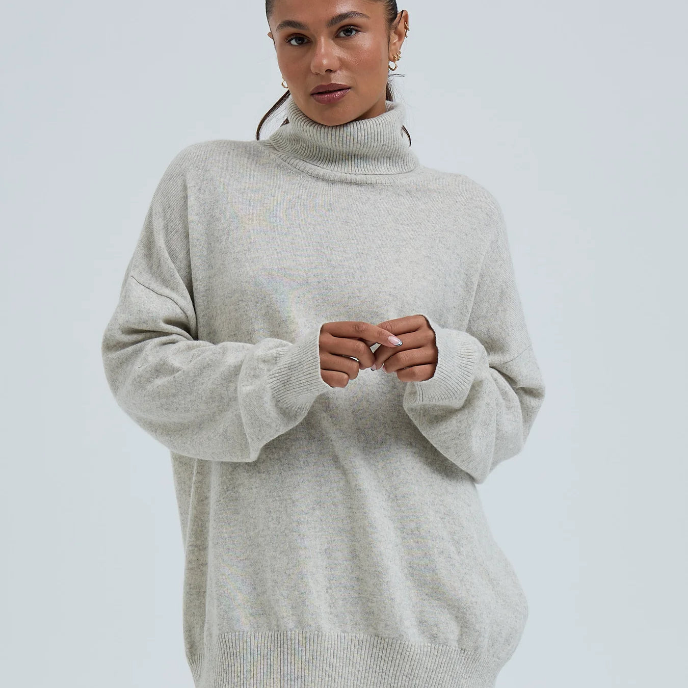 Wool Cashmere Roll Neck Jumper