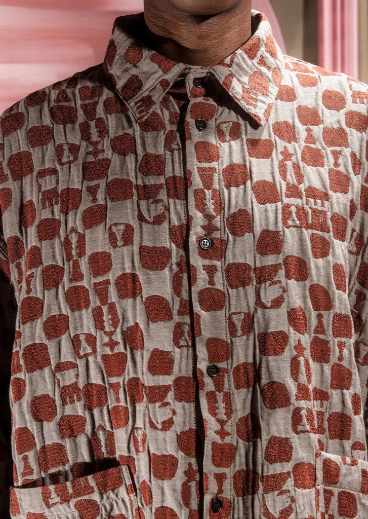 Henrik-Vibskov-Big-Shirt-Beige-Orange-Chess