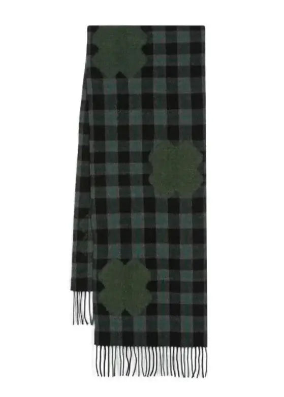 Henrik-Vibskov-Cross-Wool-Scarf-Olive-Grid-Cross