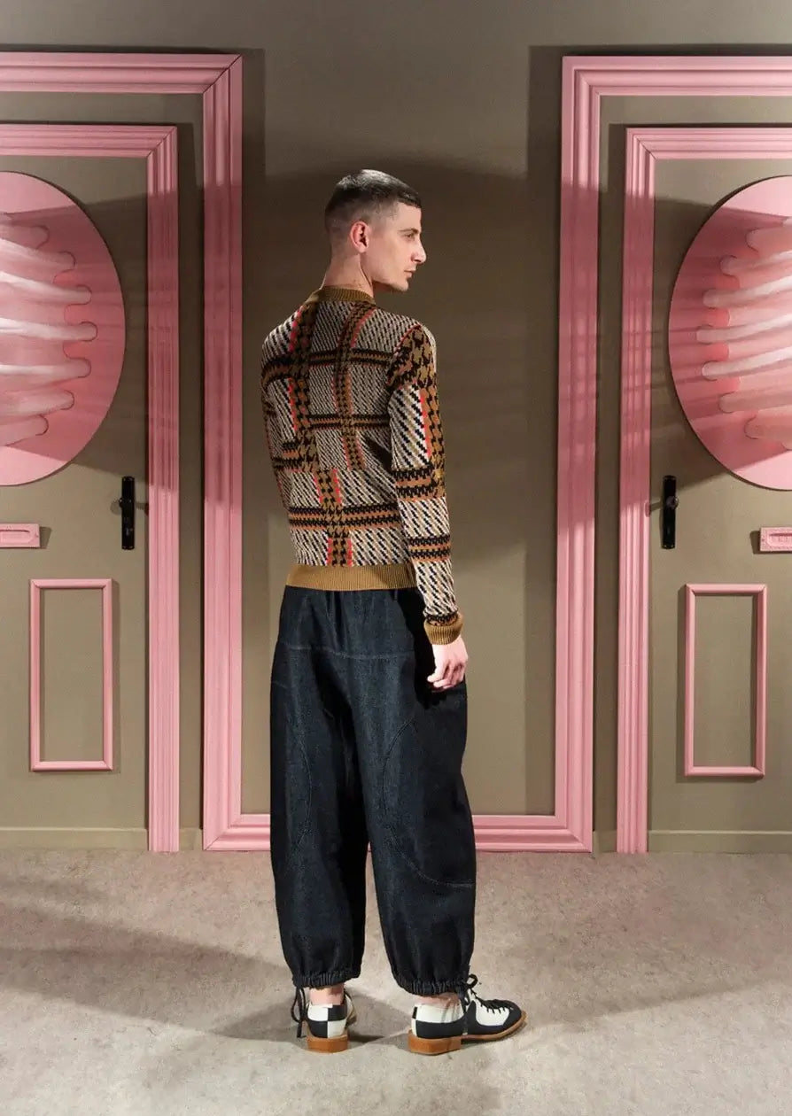 HenrikVibskov-DuskKnittedBlouse-OrangeMixedChecks